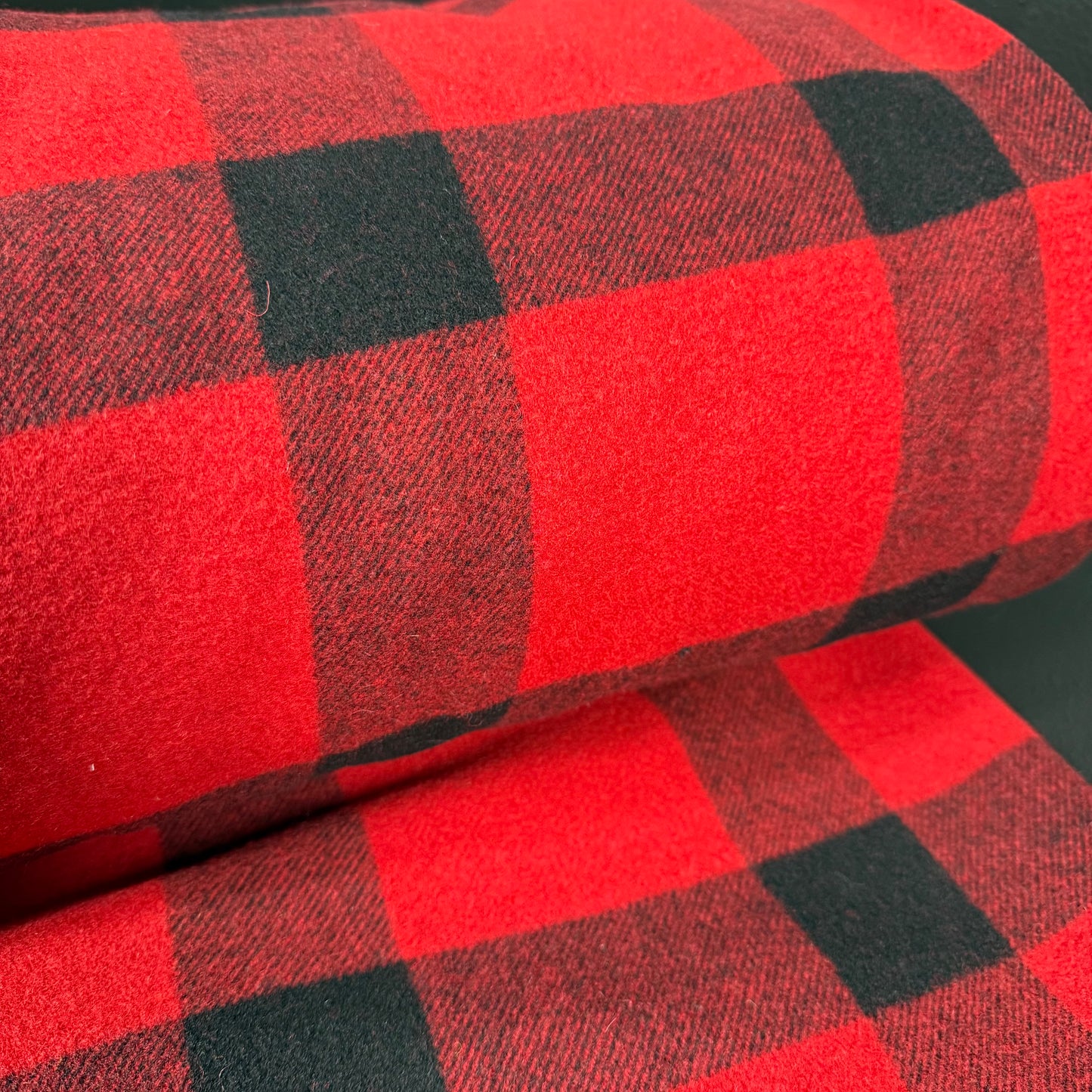 Northwoods Red Check Wool Suiting / Coating - Made in Italy