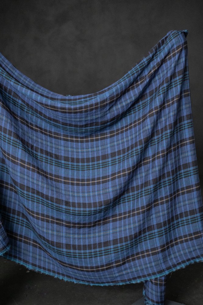 Pipette Blues Check Laundered Linen - European Import - Merchant & Mills - Simplifi Fabric