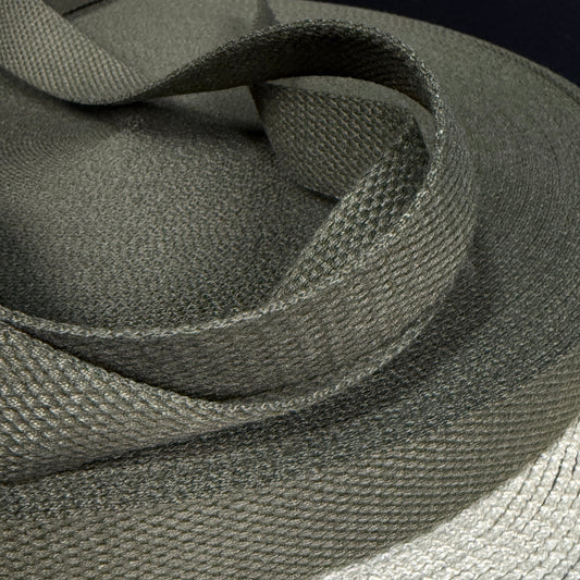1" Organic Cotton RPET Webbing - Army Green - Simplifi Fabric