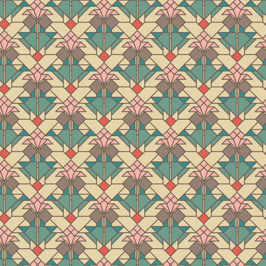 Coonley Tulip - Desert - Frank Lloyd Wright - Cloud 9 Fabrics - Poplin