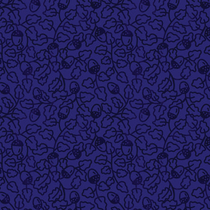 Oak Leaves - Blue/Navy - Jojulein Design - Foxwood - Cloud 9 Fabrics - Organic Cotton Poplin