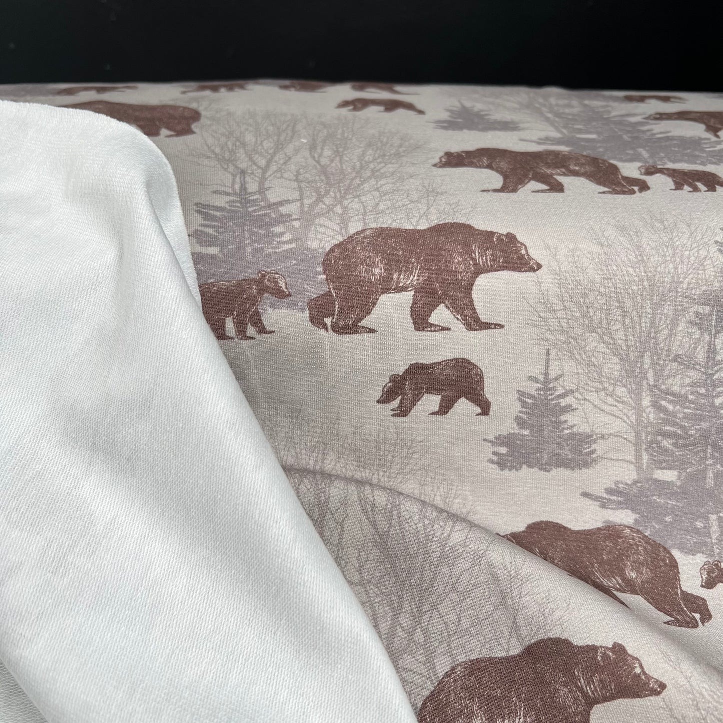 European Cotton Stretch Digital French Terry - Bears - Oeko-Tex® - Ecru