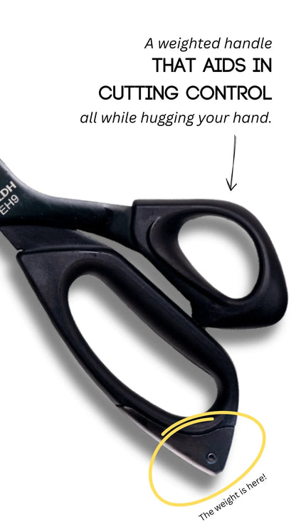 9" Midnight Edition Ergonomic Scissors - LDH Scissors - Simplifi Fabric