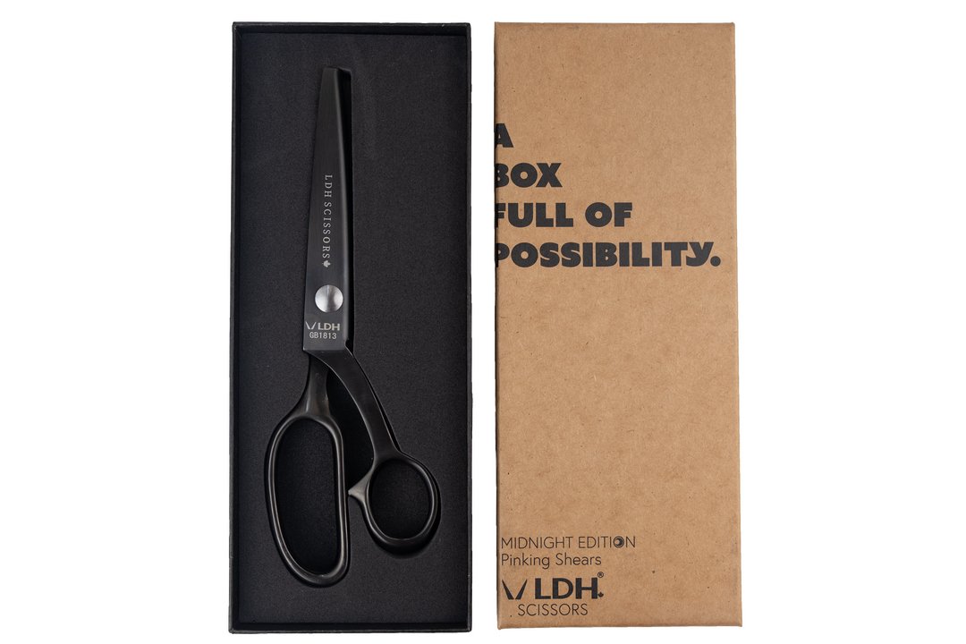 9" Midnight Edition Pinking Shears - Painted Handle - LDH Scissors - Simplifi Fabric