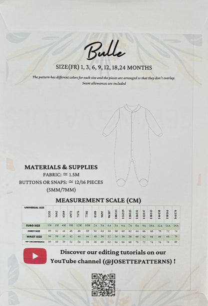 Bulle - Baby Pyjamas - Josette Patterns