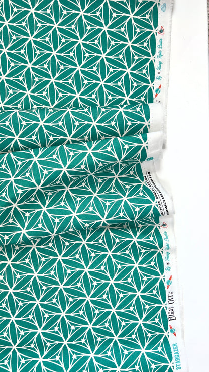 Stargazer - Aqua - Blast Off - Hang Tight Studio - Cloud 9 Fabrics - Poplin