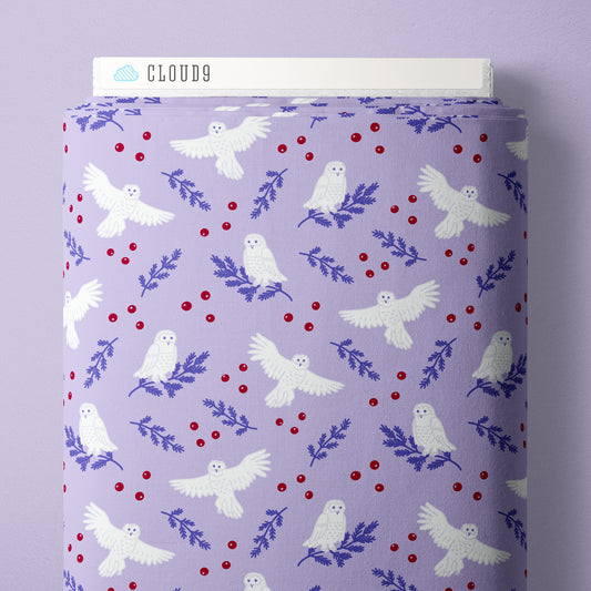 Snowy Owl - Blue - Jojulein Design - Foxwood - Cloud 9 Fabrics - Organic Cotton Poplin