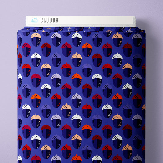 Acorns - Blue/Multi - Jojulein Design - Foxwood - Cloud 9 Fabrics - Organic Cotton Poplin