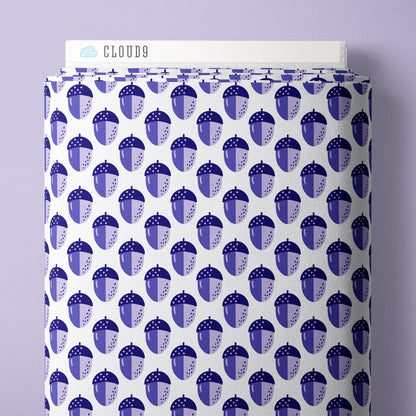 Acorns - Blue - Jojulein Design - Foxwood - Cloud 9 Fabrics - Organic Cotton Poplin