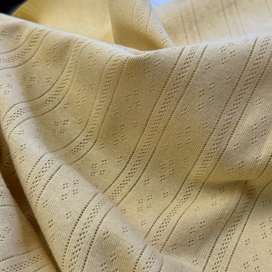 Whispering Lines/Diamonds Pointelle Knit Fabric - Organic Cotton - Cornflower