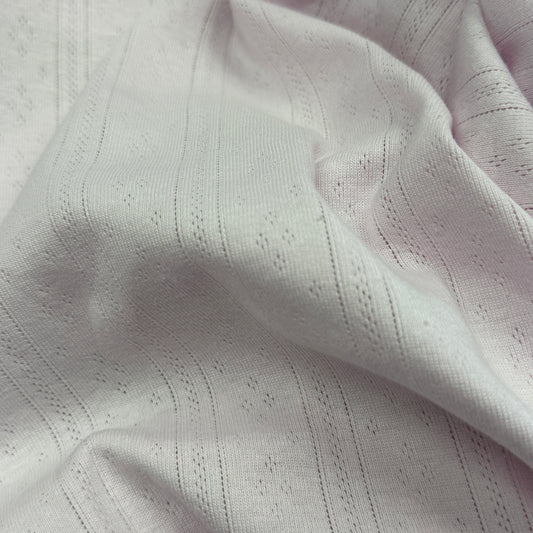 Whispering Lines/Diamonds Pointelle Knit Fabric - Organic Cotton - Pale Peony