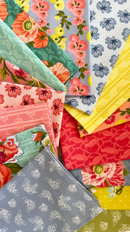 Birds Of A Feather - Turquoise - Paint-By-Number Garden Party - Elle Crée - Cloud 9 Fabrics - Poplin