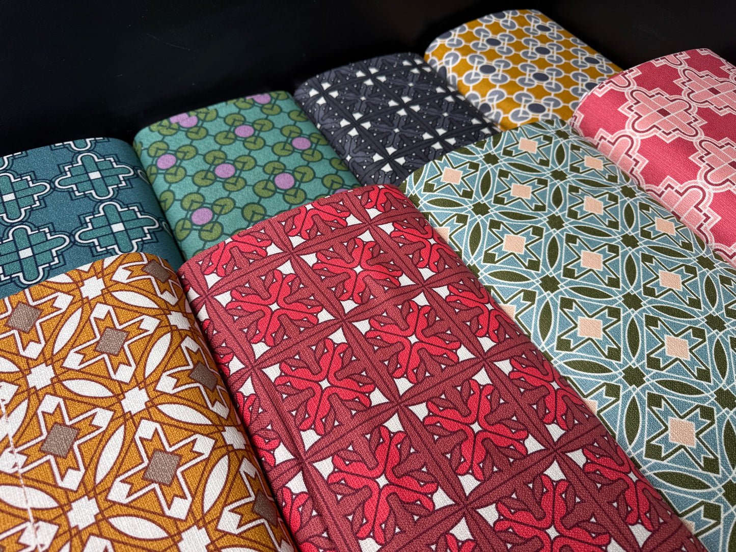 Prism #27985 - Red - Wright Prisms - Frank Lloyd Wright - Cloud 9 Fabrics - Barkcloth