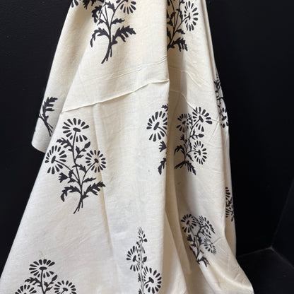 Wild Daisy Black - Bagru Indian Cotton Block Print