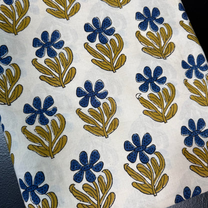Folk Petal Bloom Soft Ecru - Bagru Indian Cotton Block Print