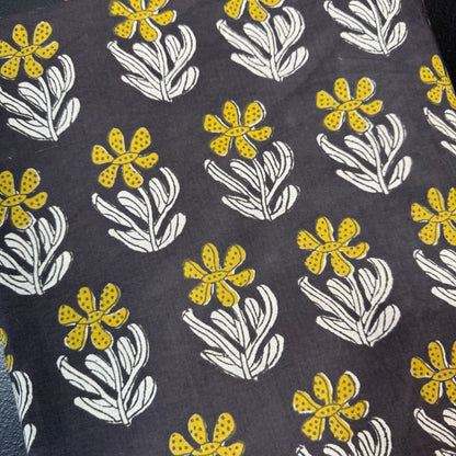 Folk Petal Bloom Midnight - Bagru Indian Cotton Block Print