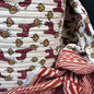 Harvest Lines Terra + Happy Safari Red - Quilted Bagru Indian Cotton Block Print (Reversible)