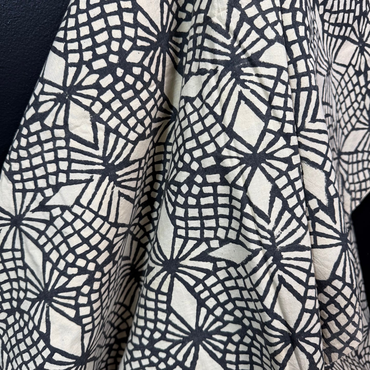 Star Lattice Black - Bagru Indian Cotton Block Print