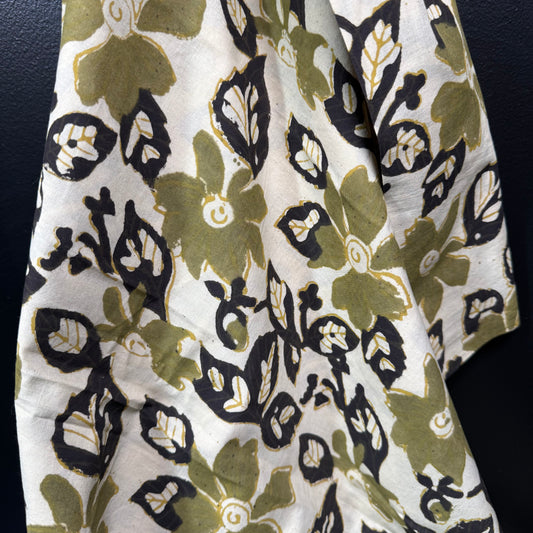 Olive Bloom - Bagru Indian Cotton Block Print