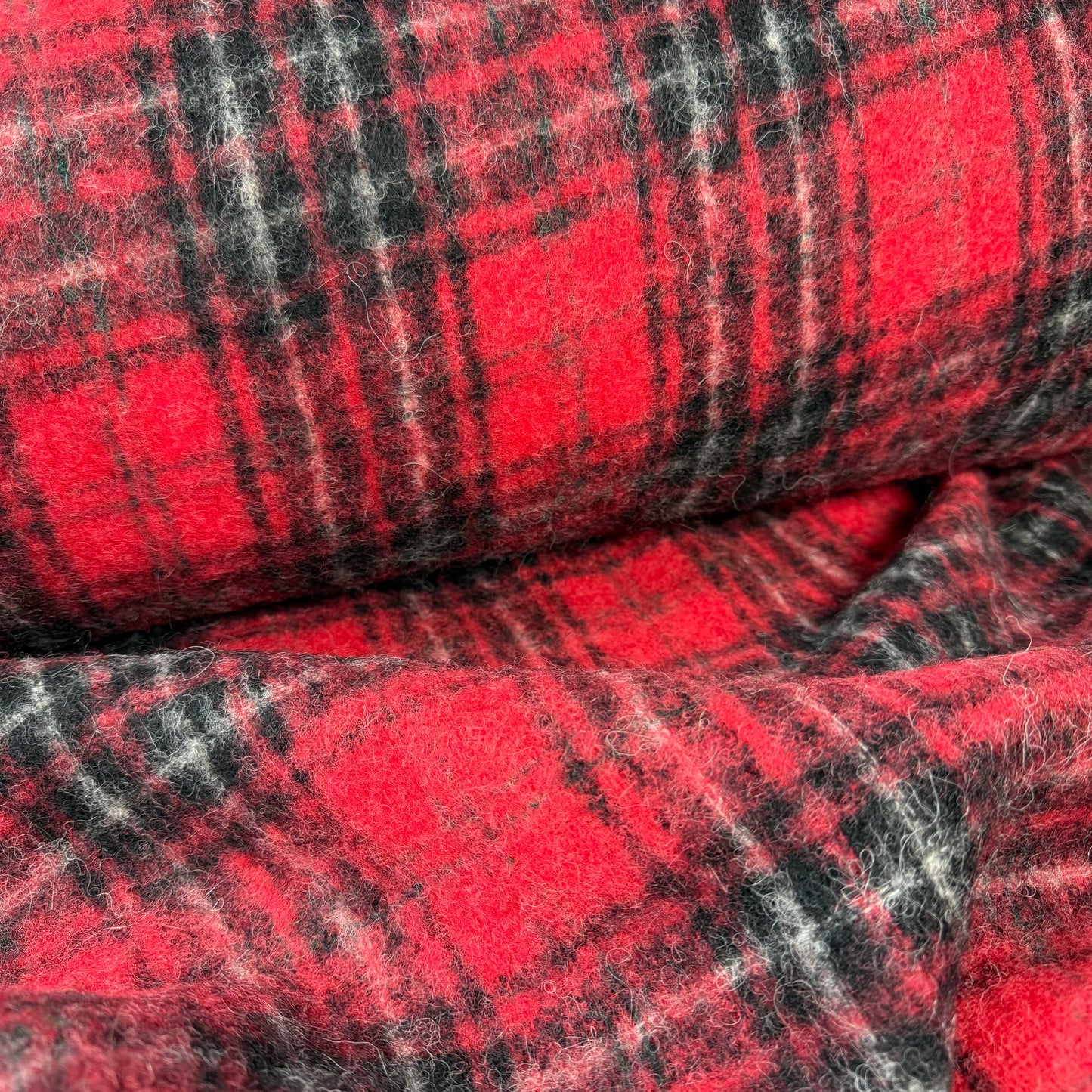 Crimson Frost Tartan Plaid Wool + Silk "Luxury Brand Deadstock" Coating - Made in Italy