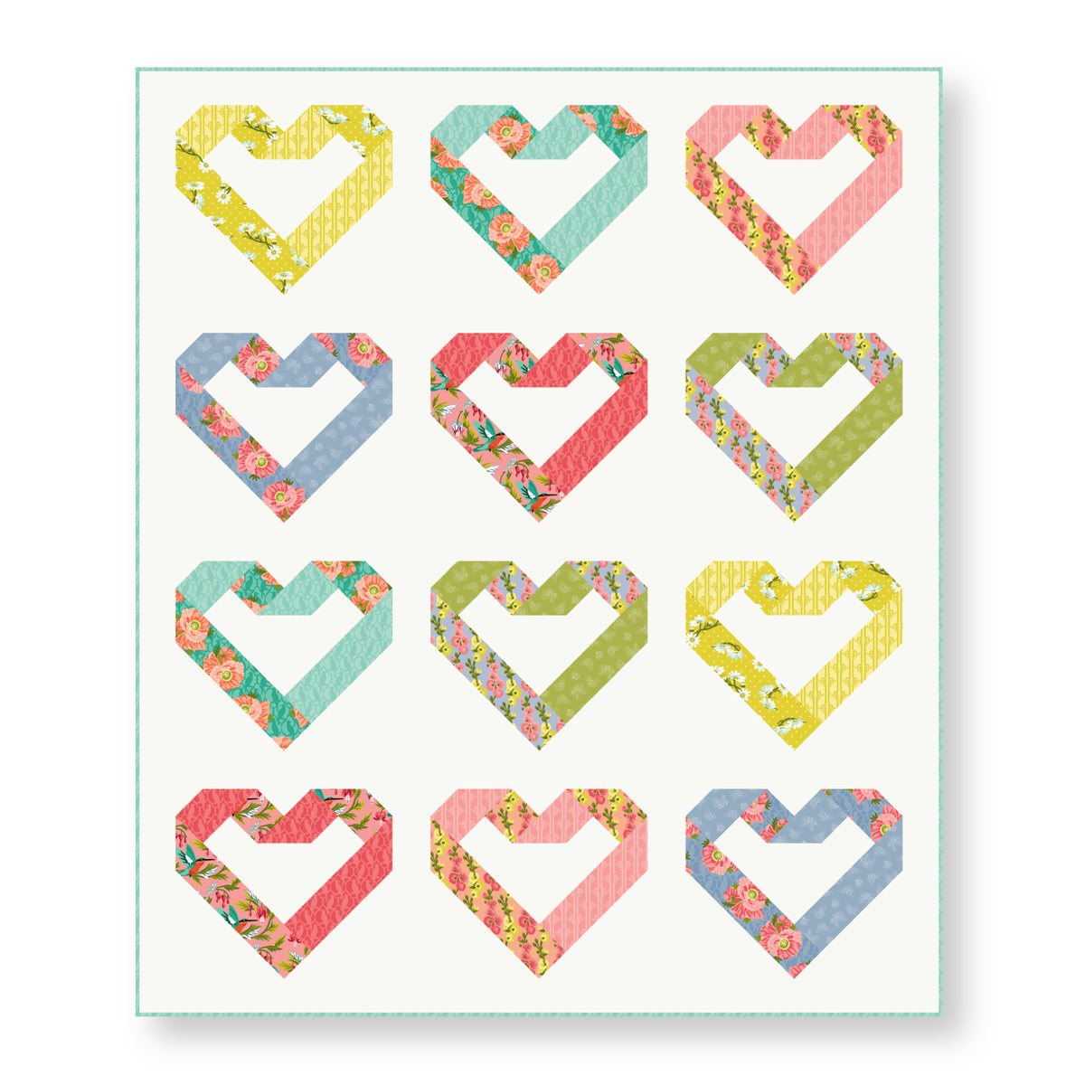 Birds Of A Feather - Turquoise - Paint-By-Number Garden Party - Elle Crée - Cloud 9 Fabrics - Poplin