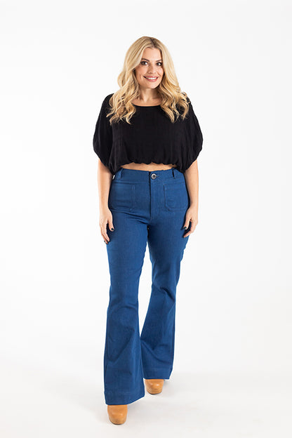 Isle High-Waisted Stretch Denim Pattern - Chalk + Notch