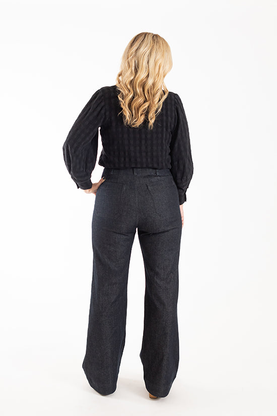 Isle High-Waisted Stretch Denim Pattern - Chalk + Notch