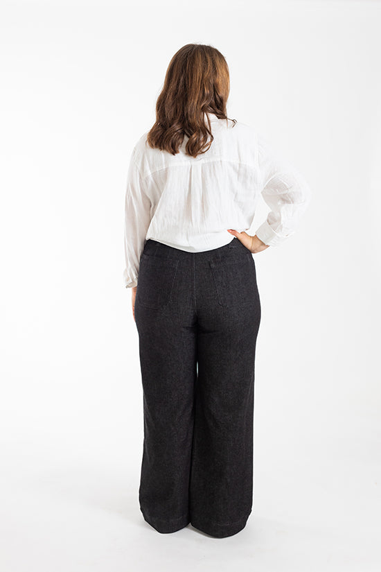 Isle High-Waisted Stretch Denim Pattern - Chalk + Notch