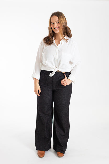 Isle High-Waisted Stretch Denim Pattern - Chalk + Notch