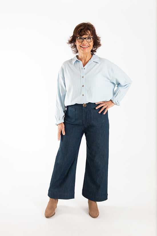 Isle High-Waisted Stretch Denim Pattern - Chalk + Notch