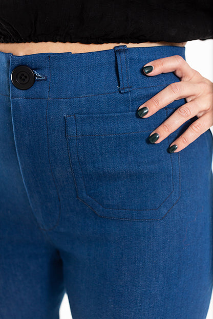 Isle High-Waisted Stretch Denim Pattern - Chalk + Notch