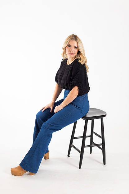 Isle High-Waisted Stretch Denim Pattern - Chalk + Notch