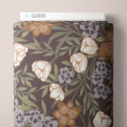 Hothouse Bouquet - Plum - Lisee Ree Designs - Midwinter Memories - Cloud 9 Fabrics - Organic Cotton Poplin