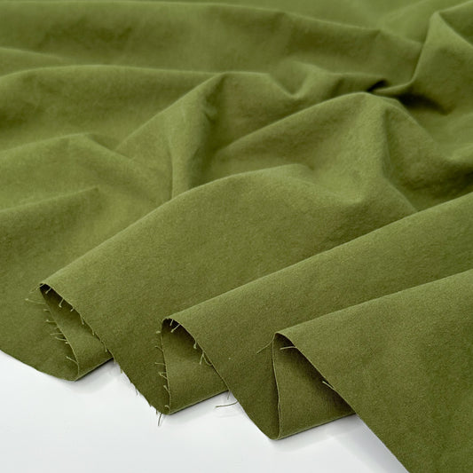 7oz Washed Organic Cotton Canvas - Pesto