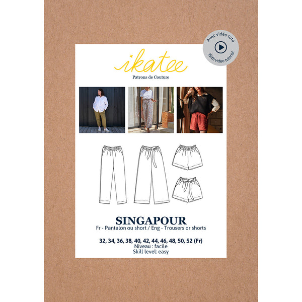 Singapour Trousers & Shorts Sewing Pattern - Ladies 32/52 - Ikatee