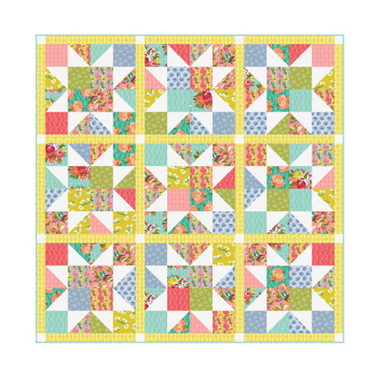 Birds Of A Feather - Turquoise - Paint-By-Number Garden Party - Elle Crée - Cloud 9 Fabrics - Poplin