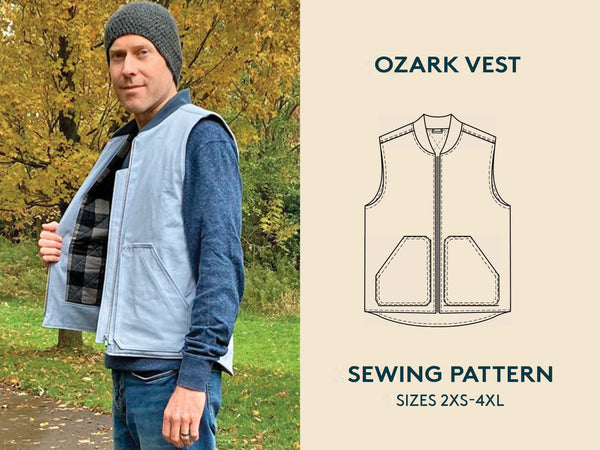 Ozark Vest Mens Paper Pattern - Wardrobe by Me