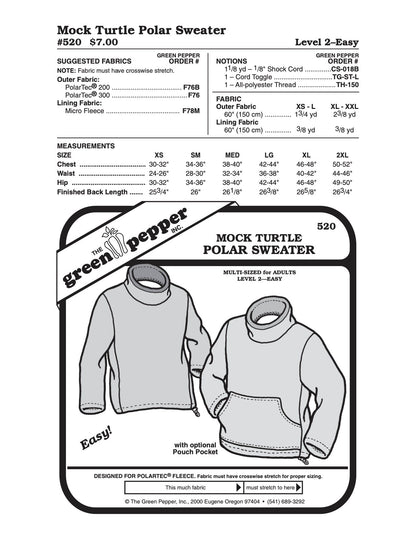 Adult’s Mock Turtle Polar Sweater Pattern - 520 - The Green Pepper Patterns - Simplifi Fabric