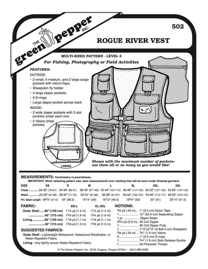 Adult’s Rogue River Fishing Vest Pattern - 502 - The Green Pepper Patterns - Simplifi Fabric