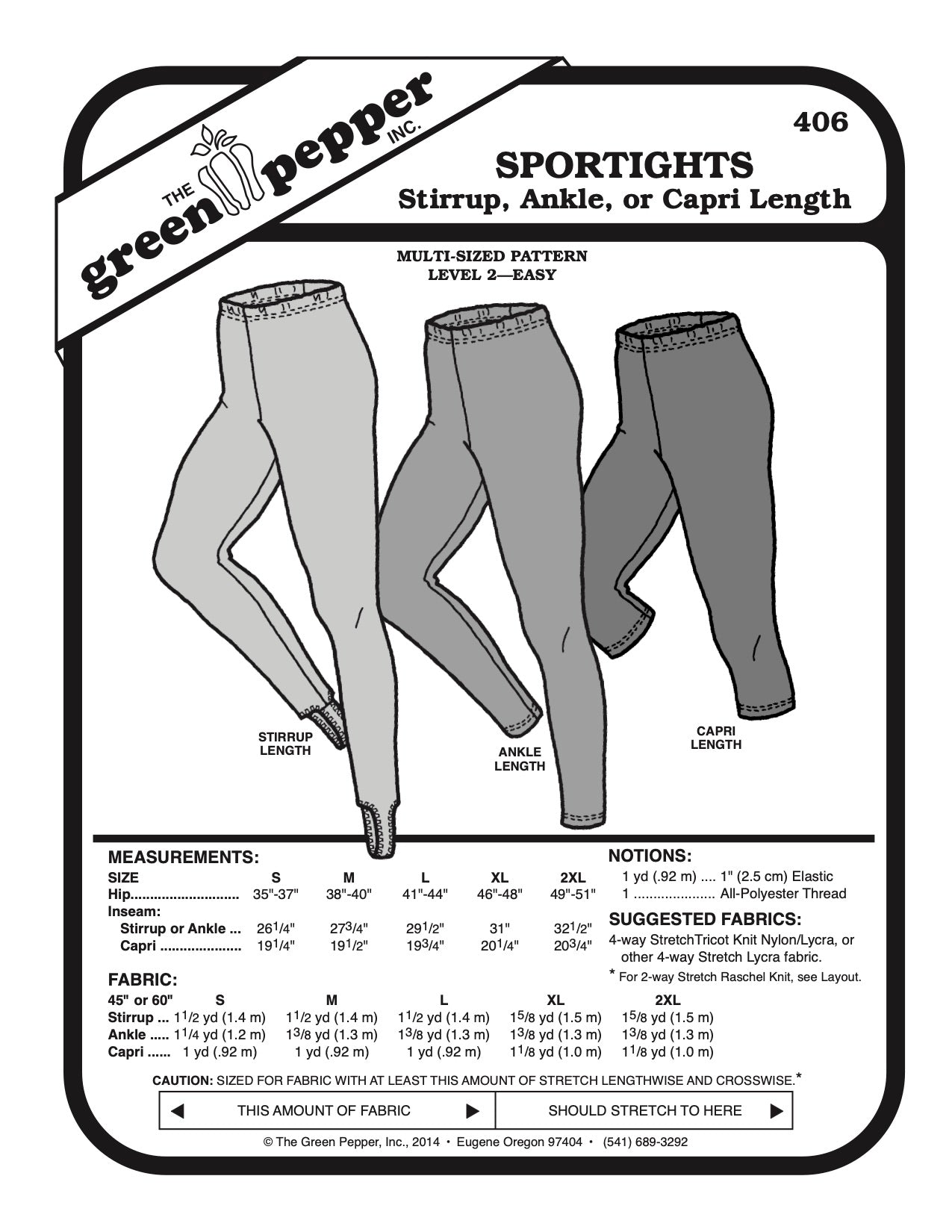 Adult’s Sport Tights Pattern - 406 - The Green Pepper Patterns - Simplifi Fabric