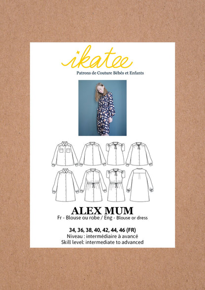 Alex Mum Blouse & Dress Sewing Pattern - Ladies 34/46 - Ikatee - Simplifi Fabric