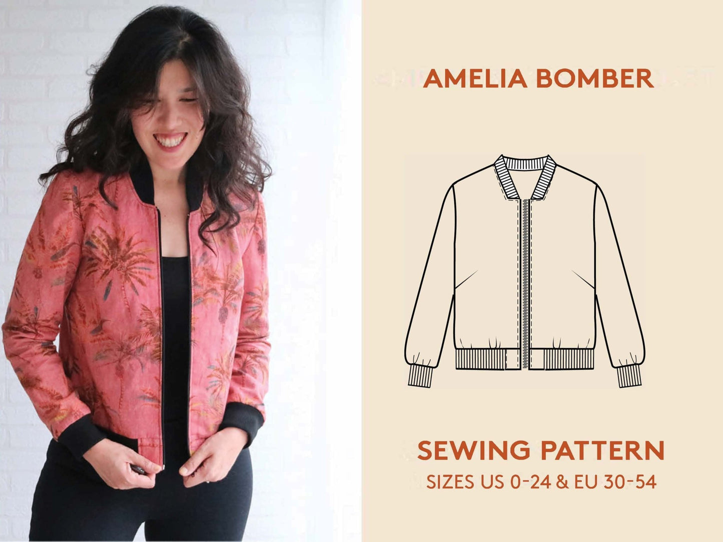 Amelia Bomber Jacket Womens Paper Pattern - Wardrobe by Me - Simplifi Fabric