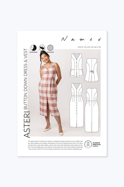 Asteri Button Down Dress & Vest Pattern - Named Clothing - Simplifi Fabric