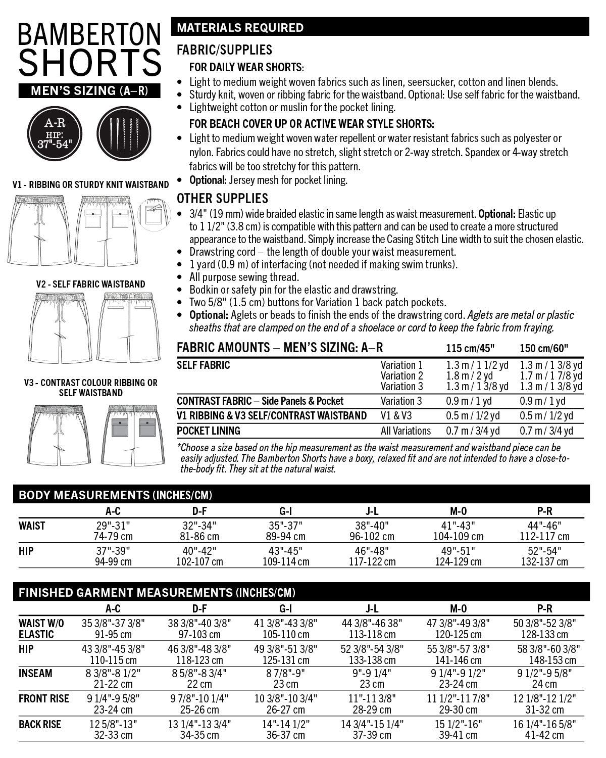 Bamberton Shorts Mens PDF Sewing Pattern - Thread Theory - Simplifi Fabric