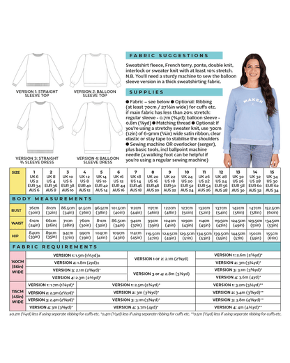 Billie Sweatshirt / Dress Pattern - Tilly And The Buttons - Simplifi Fabric