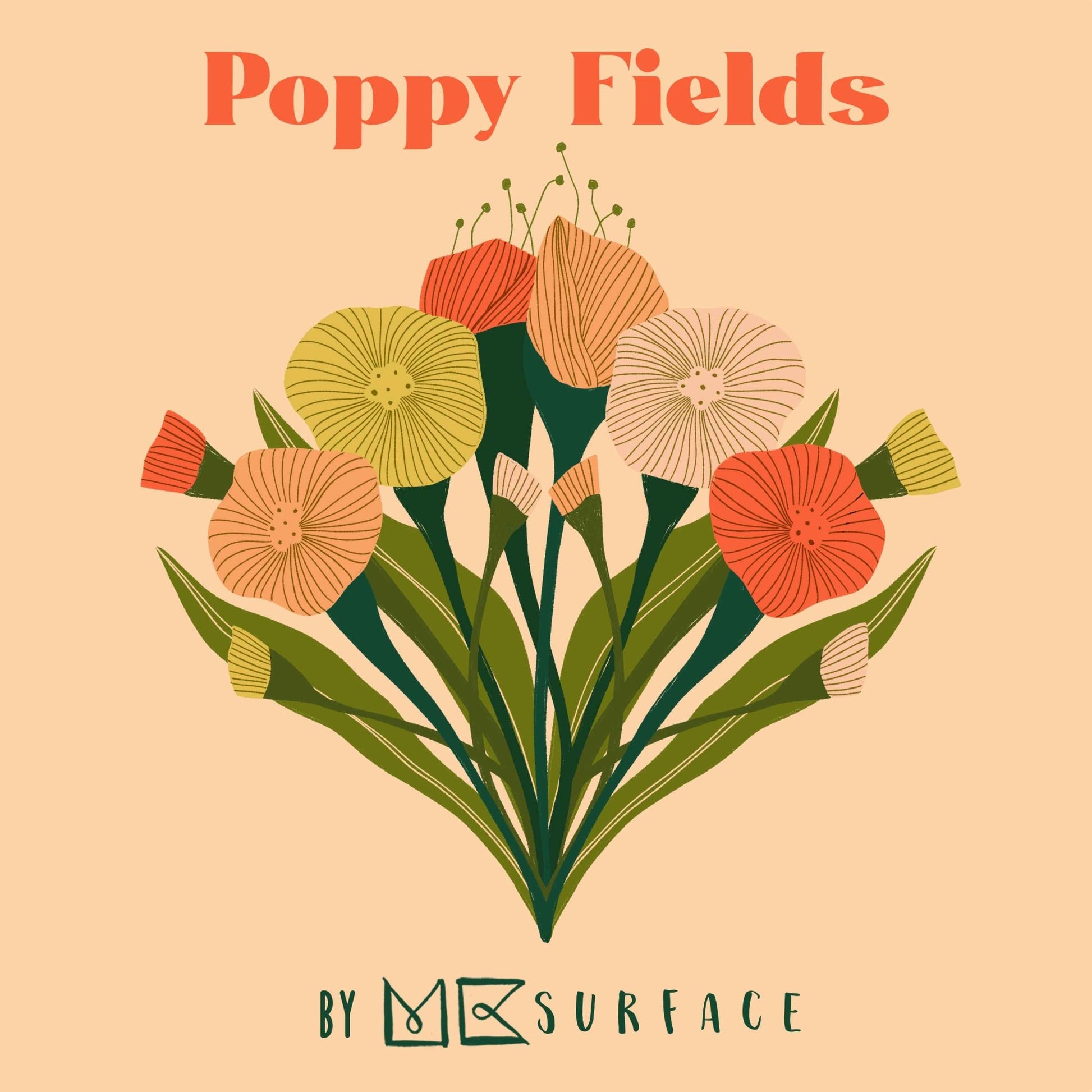 Blooms - Green - Poppy Fields - MK Surface - Cloud 9 Fabrics - Poplin - Simplifi Fabric