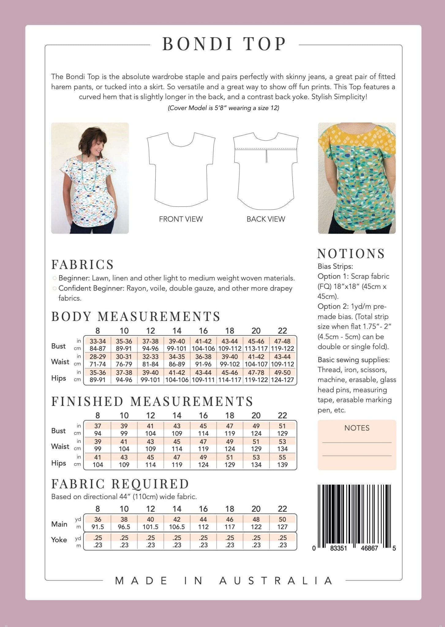 Bondi Top - Paper Pattern - Sew to Grow - Simplifi Fabric