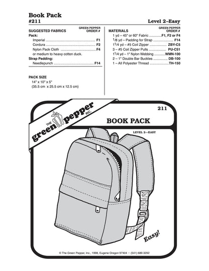 Book Pack Pattern - 211 - The Green Pepper Patterns - Simplifi Fabric