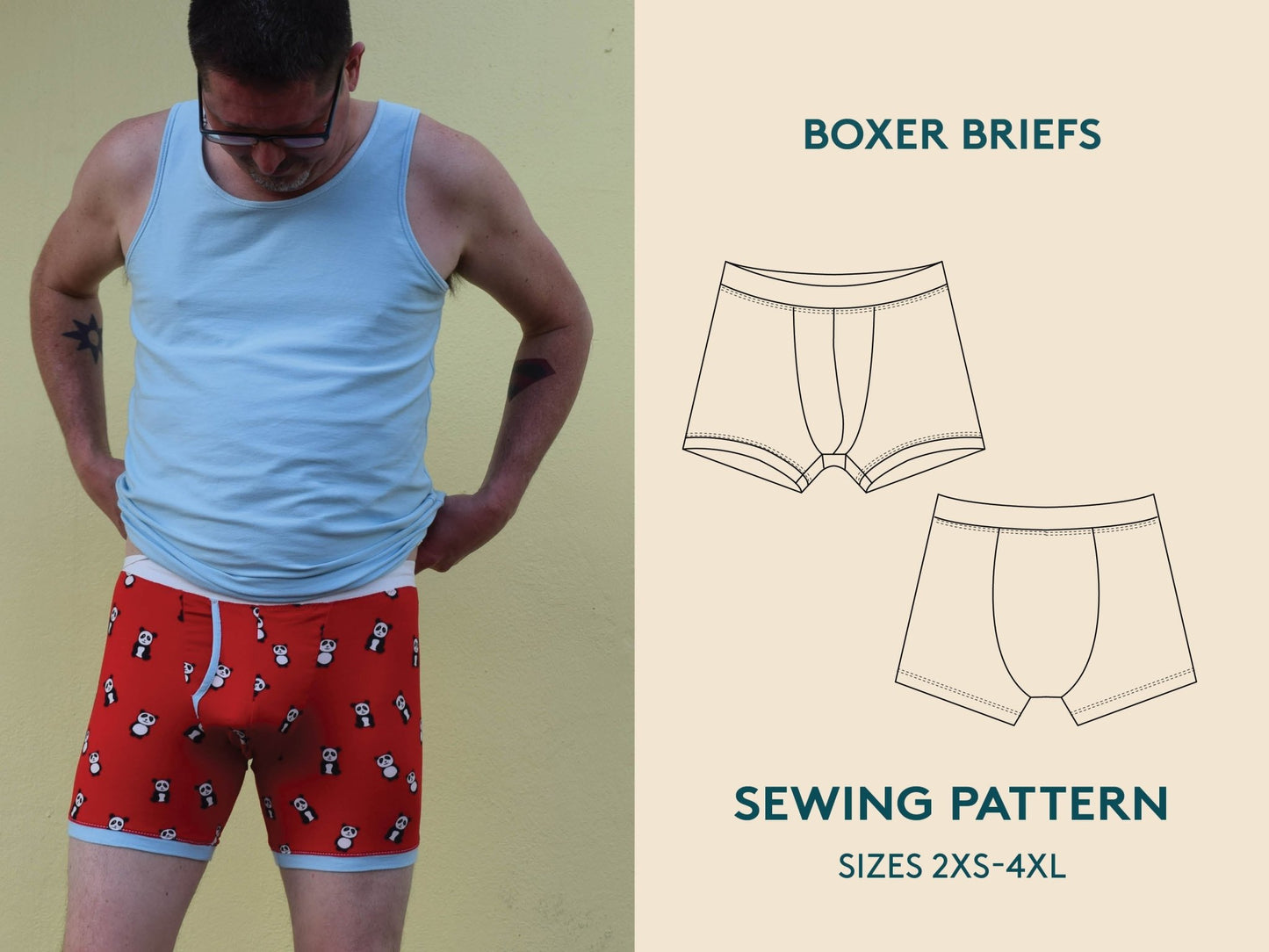 Boxer Briefs Mens Paper Pattern - Wardrobe by Me - Simplifi Fabric