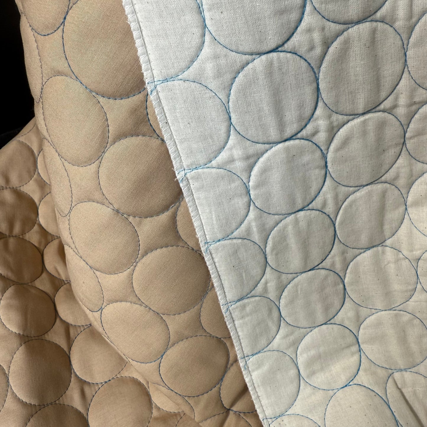 Circle Stitch Quilted - Japanese Import - Beige/Blue